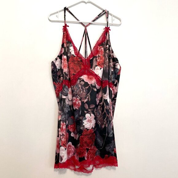 CACIQUE LANE BRYANT Plus Size Rose Bloom Floral Print / Lace Chemise Lingerie 4X - Picture 3 of 16